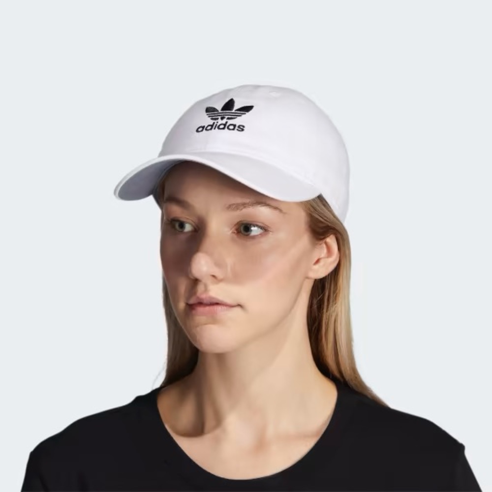 NWT Adidas Women Originals Relaxed Strap Back Hat Cap White Black - Picture 7 of 7